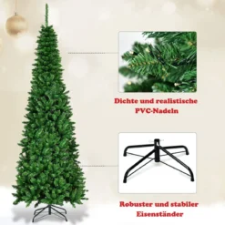 225 cm Weihnachtsbaum Hochwertige PVC Nadeln Bleistift-Förmiger Weihnachtsbaum Grün