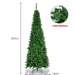 225 cm Weihnachtsbaum Hochwertige PVC Nadeln Bleistift-Förmiger Weihnachtsbaum Grün
