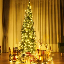 225 cm Weihnachtsbaum Hochwertige PVC Nadeln Bleistift-Förmiger Weihnachtsbaum Grün