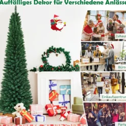 240 cm Weihnachtsbaum Hochwertige PVC Nadeln Künstlicher Bleistift-Förmiger Weihnachtsbaum Grün
