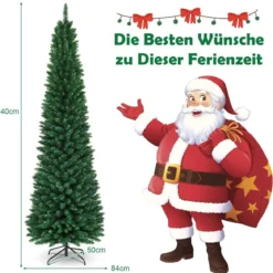 240 cm Weihnachtsbaum Hochwertige PVC Nadeln Künstlicher Bleistift-Förmiger Weihnachtsbaum Grün