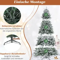270 cm Weihnachtsbaum künstlich mit Beleuchtung und Schnee dichter LED Tannenbaum Christbaum