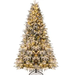 270 cm Weihnachtsbaum künstlich mit Beleuchtung und Schnee dichter LED Tannenbaum Christbaum