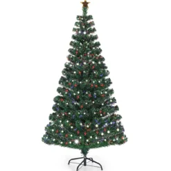 150 cm Weihnachtsbaum mit Hochwertige PVC Nadeln Beleuchteter Baum mit 8 Blink-Modi Grün