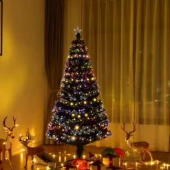 150 cm Weihnachtsbaum mit Hochwertige PVC Nadeln Beleuchteter Baum mit 8 Blink-Modi Grün