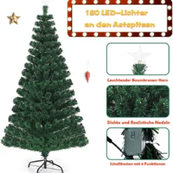 150 cm Weihnachtsbaum mit Hochwertige PVC Nadeln Beleuchteter Baum mit 8 Blink-Modi Grün