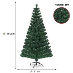 150 cm Weihnachtsbaum mit Hochwertige PVC Nadeln Beleuchteter Baum mit 8 Blink-Modi Grün