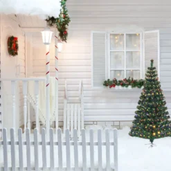 150 cm Weihnachtsbaum mit Hochwertige PVC Nadeln Beleuchteter Baum mit 8 Blink-Modi Grün