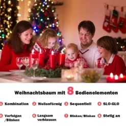 150 cm Weihnachtsbaum mit Hochwertige PVC Nadeln Beleuchteter Baum mit 8 Blink-Modi Grün