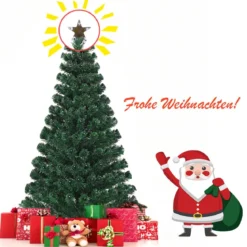 150 cm Weihnachtsbaum mit Hochwertige PVC Nadeln Beleuchteter Baum mit 8 Blink-Modi Grün