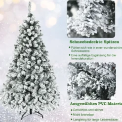 180 cm Weihnachtsbaum mit Schnee Premium-PVC-Nadeln mit LED-Lichtern Kunstbaum Weihnachten