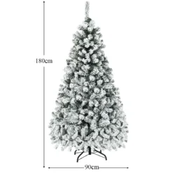 180 cm Weihnachtsbaum mit Schnee Premium-PVC-Nadeln mit LED-Lichtern Kunstbaum Weihnachten