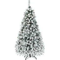 180 cm Weihnachtsbaum mit Schnee Premium-PVC-Nadeln mit LED-Lichtern Kunstbaum Weihnachten
