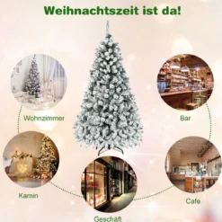 180 cm Weihnachtsbaum mit Schnee Premium-PVC-Nadeln mit LED-Lichtern Kunstbaum Weihnachten