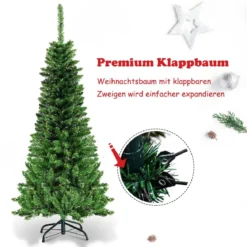 135cm Weihnachtsbaum schmal mit warmweißen LED-Leuchten künstlicher Tannenbaum Grün