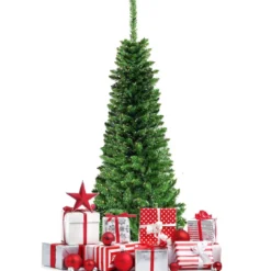 135cm Weihnachtsbaum schmal mit warmweißen LED-Leuchten künstlicher Tannenbaum Grün