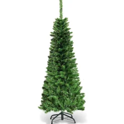 135cm Weihnachtsbaum schmal mit warmweißen LED-Leuchten künstlicher Tannenbaum Grün