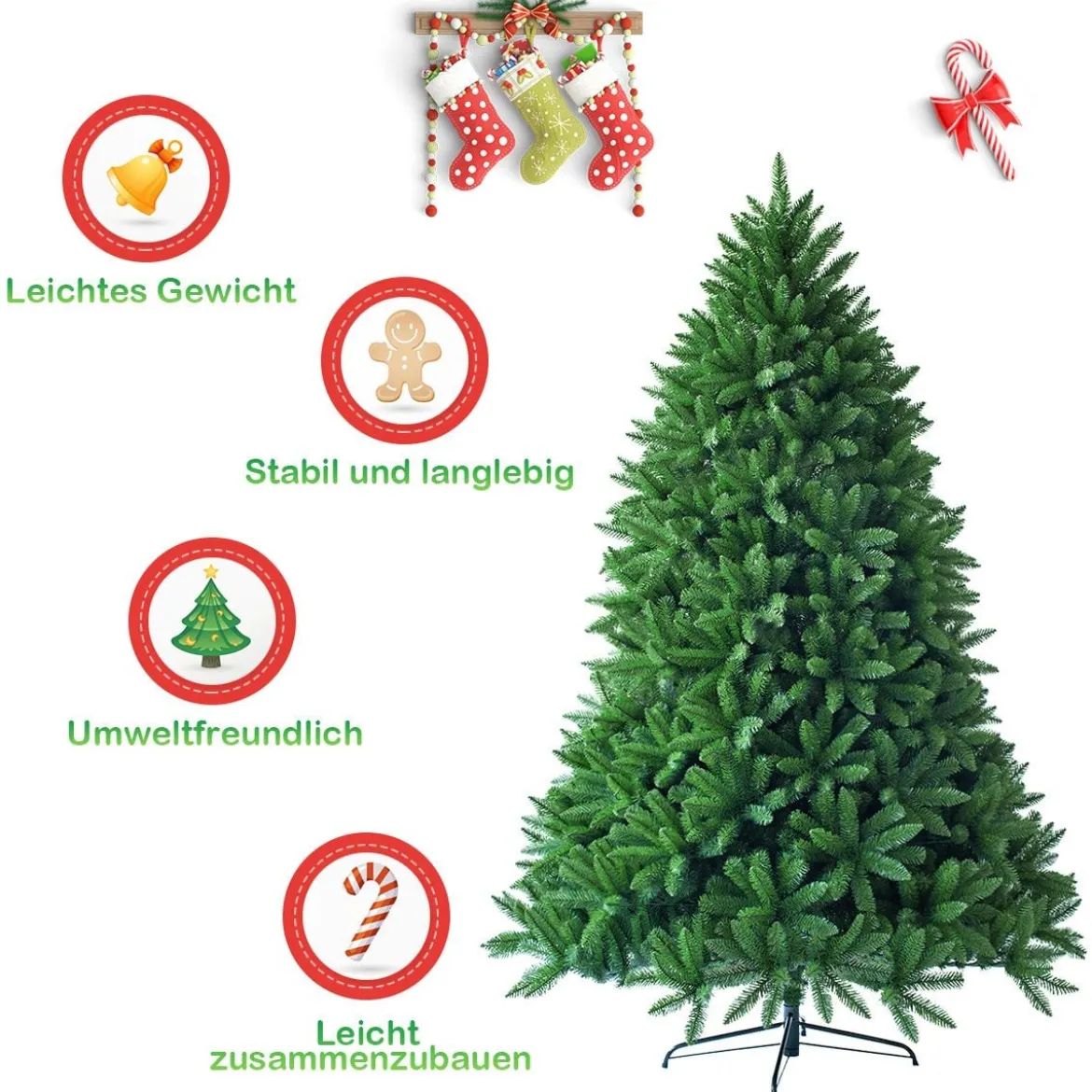 150 cm Weihnachtsbaum Tannenbaum mit Metallständer Kunstbaum Weihnachten Grün