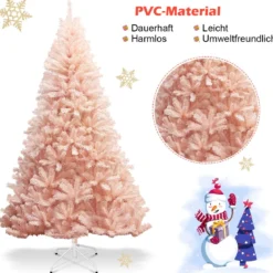 180 cm Weihnachtsbaum Tannenbaum mit Metallständer Kunstbaum Weihnachten Rosa