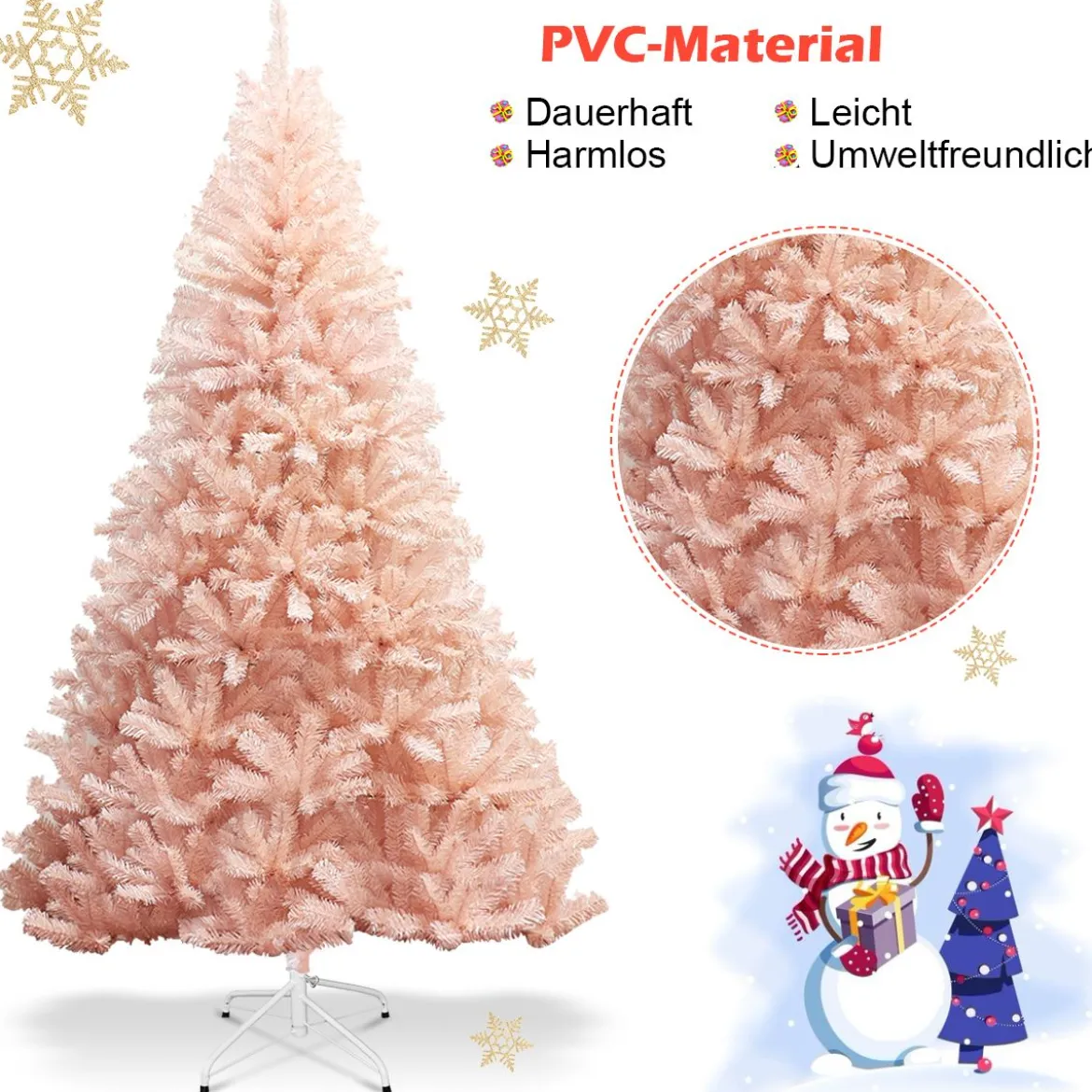 180 cm Weihnachtsbaum Tannenbaum mit Metallständer Kunstbaum Weihnachten Rosa