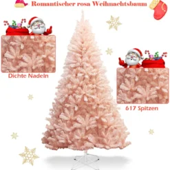 180 cm Weihnachtsbaum Tannenbaum mit Metallständer Kunstbaum Weihnachten Rosa