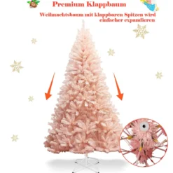 180 cm Weihnachtsbaum Tannenbaum mit Metallständer Kunstbaum Weihnachten Rosa
