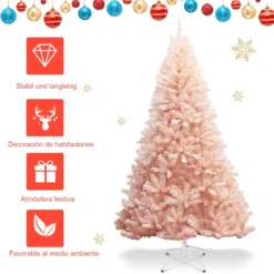 180 cm Weihnachtsbaum Tannenbaum mit Metallständer Kunstbaum Weihnachten Rosa
