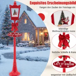 185 cm Weihnachtslaterne mit Warmweißen LED-Leuchten Straßenlampe Weihnachtsdeko