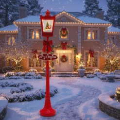 185 cm Weihnachtslaterne mit Warmweißen LED-Leuchten Straßenlampe Weihnachtsdeko