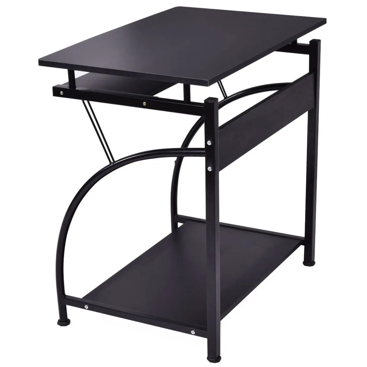 Computer-Schreibtisch Gaming-Tisch mit Tastaturfach & CPU-Halterun höhenverstellbar 70 x 47 x 75 cm Schwarz