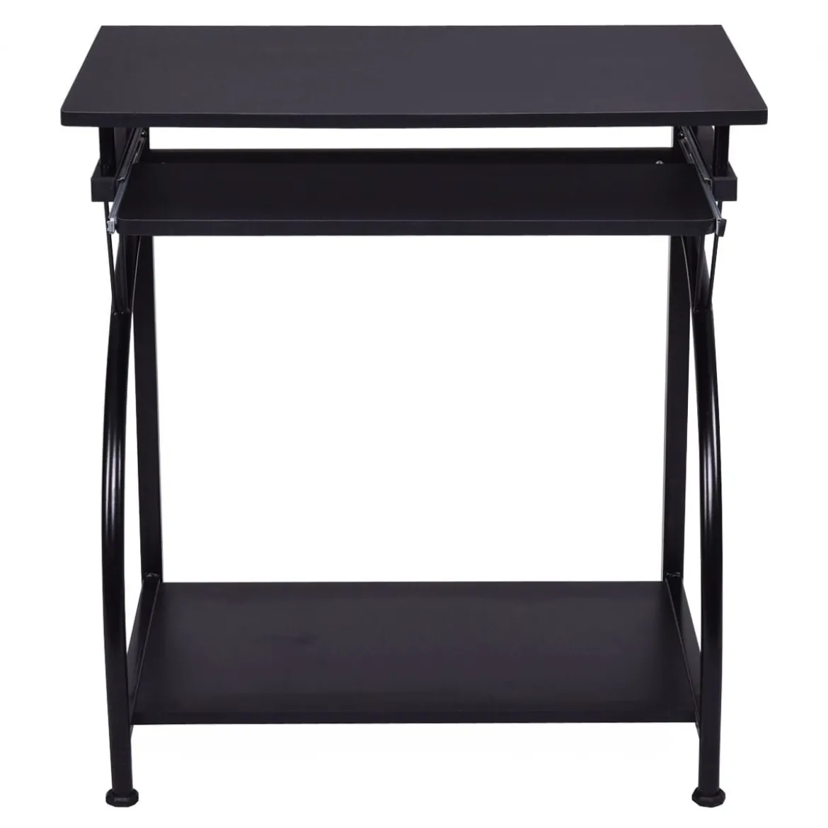 Computer-Schreibtisch Gaming-Tisch mit Tastaturfach & CPU-Halterun höhenverstellbar 70 x 47 x 75 cm Schwarz