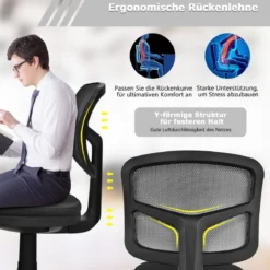 Computerstuhl höhenverstellbar Low-Back-Bürostuhl moderner Lederstuhl 50 x 50 x 79-91 cm Schwarz