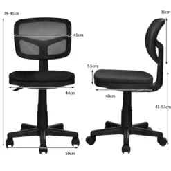 Computerstuhl höhenverstellbar Low-Back-Bürostuhl moderner Lederstuhl 50 x 50 x 79-91 cm Schwarz