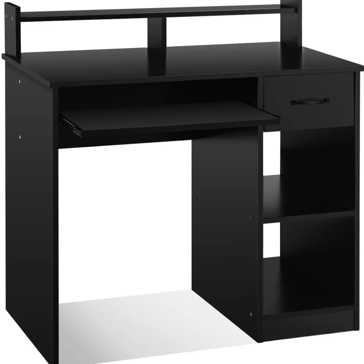 Computertisch Ablage Schreibtisch Bürotisch Laptoptisch mit Aufbewahrungsschublade Schwarz