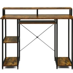 Computertisch mit Ablagefächern Monitorständer Arbeittisch Schreibtisch 118 x 48 x 88 cm Schwarz + Braun