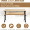 Computertisch mit Ablagefläche Metallstruktur Schreibtisch für Arbeitszimmer Office Schlafzimmer Natur