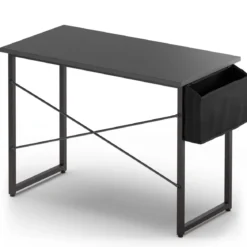 Computertisch mit Aufbewahrungsbeutel Schreibtisch aus Holz 102 X 51 X 76 cm (Schwarz, M)