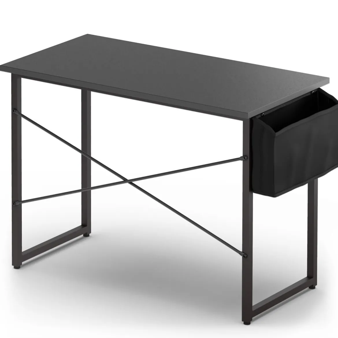 Computertisch mit Aufbewahrungsbeutel Schreibtisch aus Holz 102 X 51 X 76 cm (Schwarz, M)