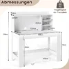 Computertisch mit Aufsatzschrank Bürotisch mit Steckdosen & Kabeldurchführung moderner Schminktisch-Schreibtisch Weiß