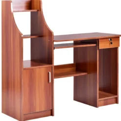 Computertisch mit Bücherregal Holzschreibtisch mit Ablagefächern und Schrank moderner Arbeitsplatz Schreibtisch für Arbeitszimmer Büro