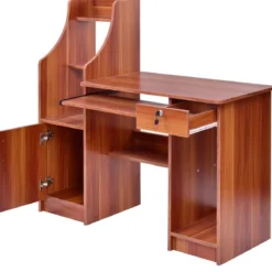 Computertisch mit Bücherregal Holzschreibtisch mit Ablagefächern und Schrank moderner Arbeitsplatz Schreibtisch für Arbeitszimmer Büro