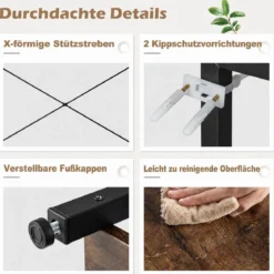 Computertisch mit LED-Beleuchtung Steckdosen & Monitorständer 120 x 50 x 87 cm
