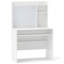 Computertisch mit Magnetischer Pinnwand Home Office Schreibtisch Modern PC Tisch Weiß