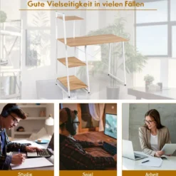 Computertisch mit 4 Regal Schreibtisch Holz Metall PC Tisch Bürotisch Arbeitstisch Officetisch fürs Büro
