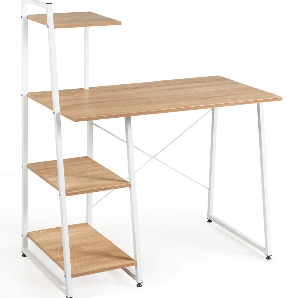Computertisch mit 4 Regal Schreibtisch Holz Metall PC Tisch Bürotisch Arbeitstisch Officetisch fürs Büro