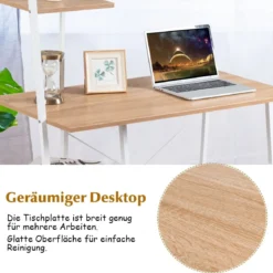 Computertisch mit 4 Regal Schreibtisch Holz Metall PC Tisch Bürotisch Arbeitstisch Officetisch fürs Büro
