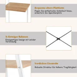 Computertisch mit 4 Regal Schreibtisch Holz Metall PC Tisch Bürotisch Arbeitstisch Officetisch fürs Büro