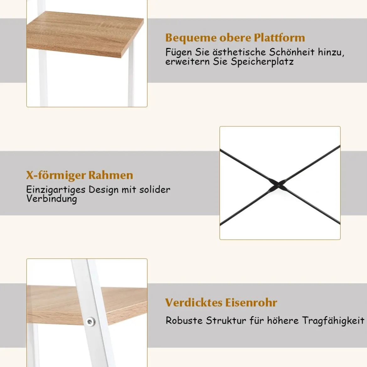 Computertisch mit 4 Regal Schreibtisch Holz Metall PC Tisch Bürotisch Arbeitstisch Officetisch fürs Büro