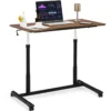 Computertisch mit 4 Rollen Höhenverstellbarer Schreibtisch 95 x 52 x 70 - 107 cm Braun