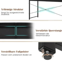 Computertisch mit 2 Schubladen Kompakter Schreibtisch mit Strapazierfähigem Metallrahmen